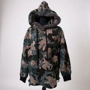 Dylan Evereve Women’s Knobby Camo Hoodie Sz S Textured Pullover  Cozy NWT